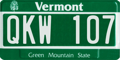VT license plate QKW107