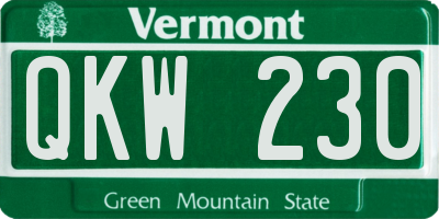 VT license plate QKW230