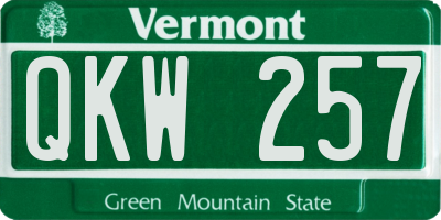 VT license plate QKW257