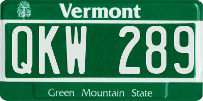 VT license plate QKW289