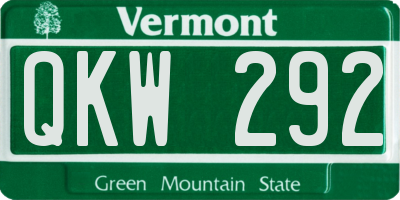 VT license plate QKW292