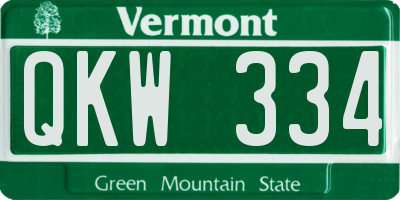 VT license plate QKW334