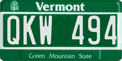 VT license plate QKW494
