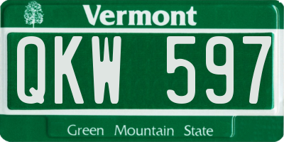 VT license plate QKW597