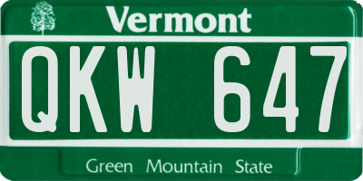 VT license plate QKW647