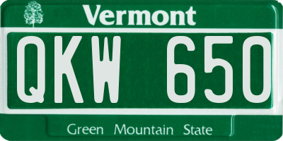 VT license plate QKW650