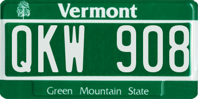 VT license plate QKW908