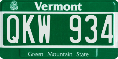 VT license plate QKW934