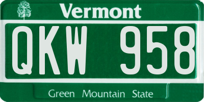 VT license plate QKW958
