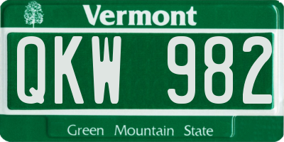 VT license plate QKW982