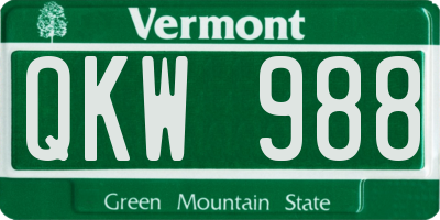 VT license plate QKW988