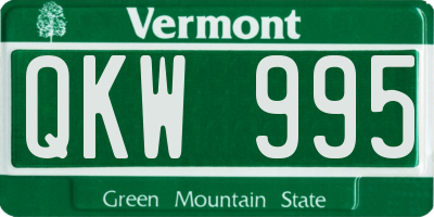 VT license plate QKW995