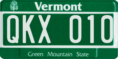 VT license plate QKX010