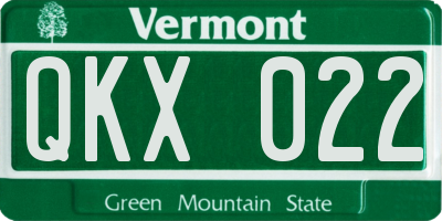 VT license plate QKX022