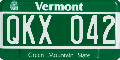 VT license plate QKX042