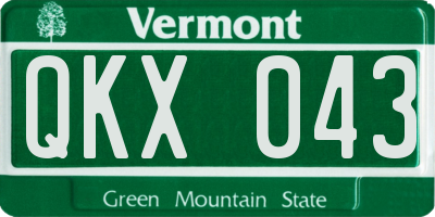 VT license plate QKX043