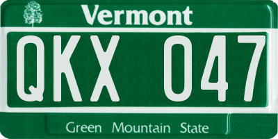 VT license plate QKX047