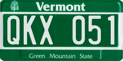 VT license plate QKX051
