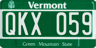 VT license plate QKX059