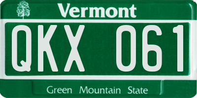 VT license plate QKX061