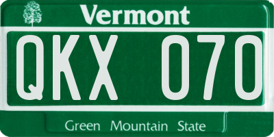 VT license plate QKX070