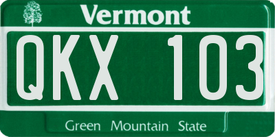 VT license plate QKX103