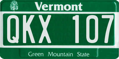 VT license plate QKX107