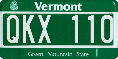 VT license plate QKX110
