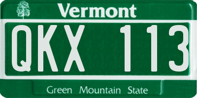 VT license plate QKX113