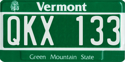 VT license plate QKX133