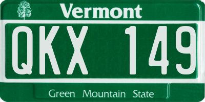 VT license plate QKX149