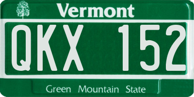 VT license plate QKX152