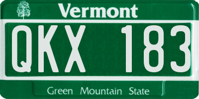 VT license plate QKX183