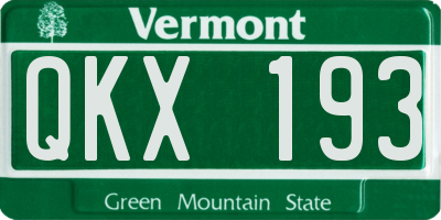 VT license plate QKX193