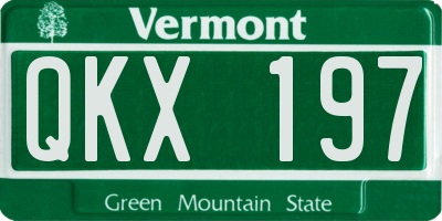VT license plate QKX197