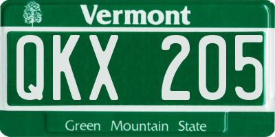 VT license plate QKX205