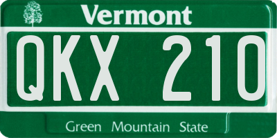 VT license plate QKX210