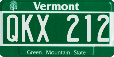 VT license plate QKX212