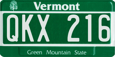 VT license plate QKX216