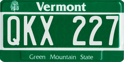 VT license plate QKX227