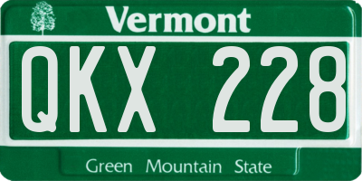 VT license plate QKX228