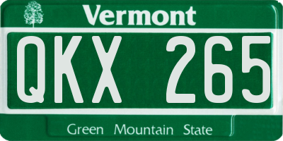 VT license plate QKX265