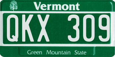 VT license plate QKX309