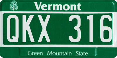 VT license plate QKX316