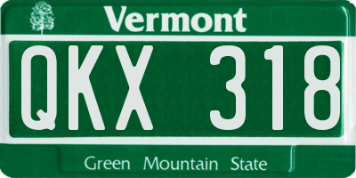 VT license plate QKX318