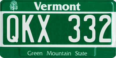 VT license plate QKX332