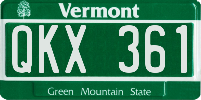 VT license plate QKX361