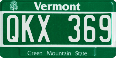 VT license plate QKX369