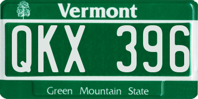 VT license plate QKX396
