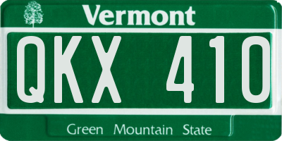 VT license plate QKX410